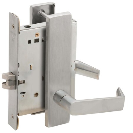 SCHLAGE Grade 1 Passage Latch Mortise Lock, 06 Lever, L Escutcheon, Stainless Steel Finish, Reversible L9010 06L 630